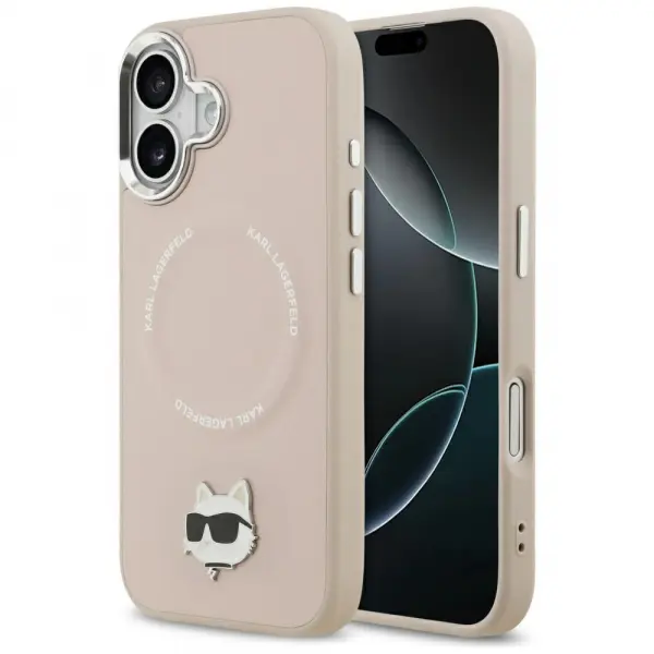 Husa MagSafe pentru Apple iPhone 17, Karl Lagerfeld, Choupette Pin, Roz
