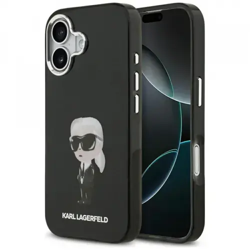 Husa MagSafe pentru Apple iPhone 17, Karl Lagerfeld, IML Aquarelle Karl Ikonik, Neagra