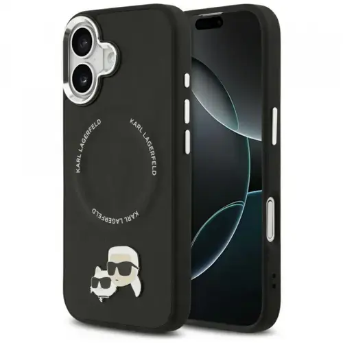 Husa MagSafe pentru Apple iPhone 17, Karl Lagerfeld, Karl & Choupette Pins, Neagra