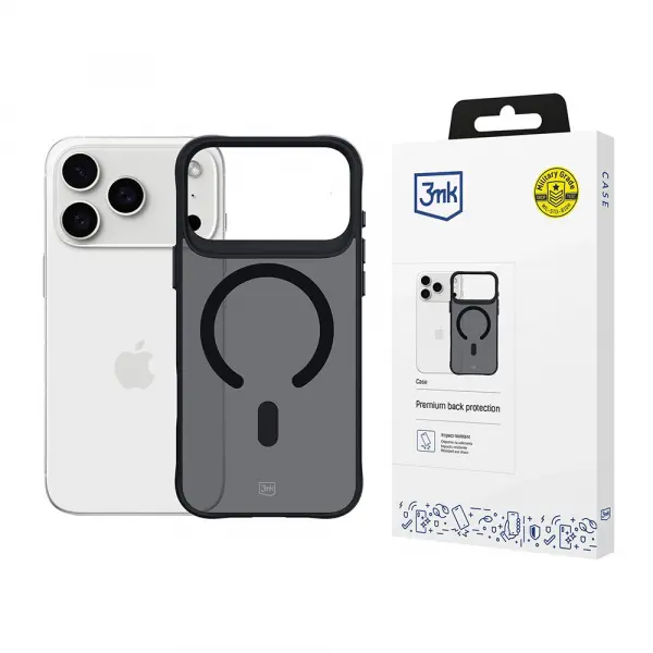 Husa MagSafe pentru Apple iPhone 17 Pro, 3MK, Smoke MagCase, Neagra