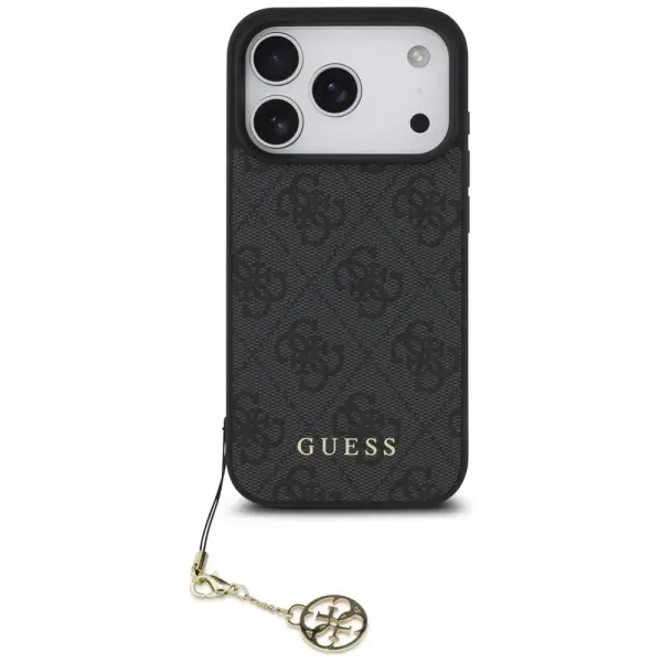 Husa MagSafe pentru Apple iPhone 17 Pro, Guess, 4G Charm Cradle, Neagra