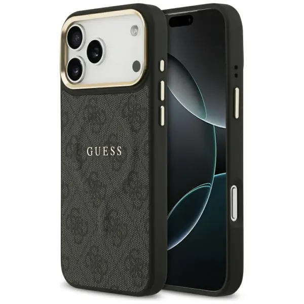 Husa MagSafe pentru Apple iPhone 17 Pro, Guess, 4G Classic, Neagra