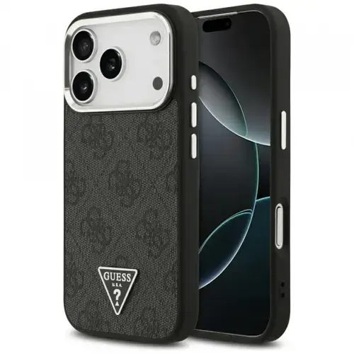 Husa MagSafe pentru Apple iPhone 17 Pro, Guess, 4G Triangle Logo, Neagra