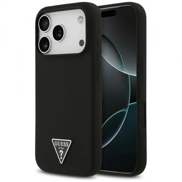 Husa MagSafe pentru Apple iPhone 17 Pro, Guess, Triangle Logo, Neagra
