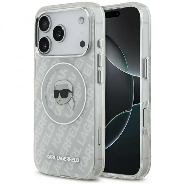 Husa MagSafe pentru Apple iPhone 17 Pro, Karl Lagerfeld, IML Karl`s Head, Gri