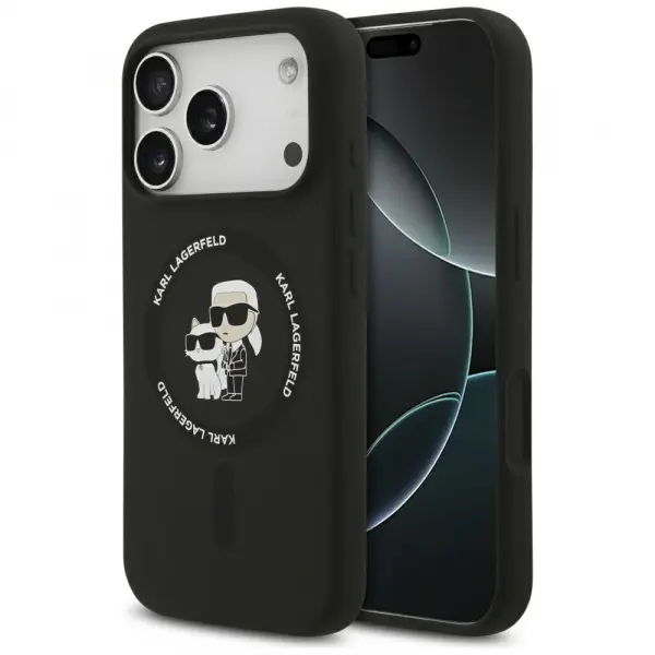 Husa MagSafe pentru Apple iPhone 17 Pro, Karl Lagerfeld, Ring Karl & Choupette, Neagra
