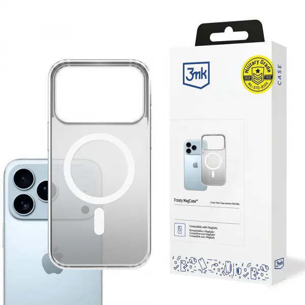 Husa MagSafe pentru Apple iPhone 17 Pro Max, 3MK, Frosty MagCase, Alba
