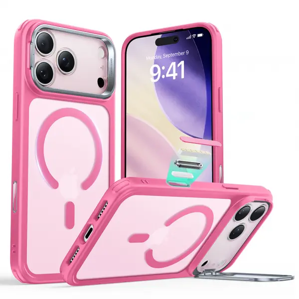 Husa MagSafe pentru Apple iPhone 17 Pro Max, ESR, Classic Hybrid Kickstand, Roz Satinata
