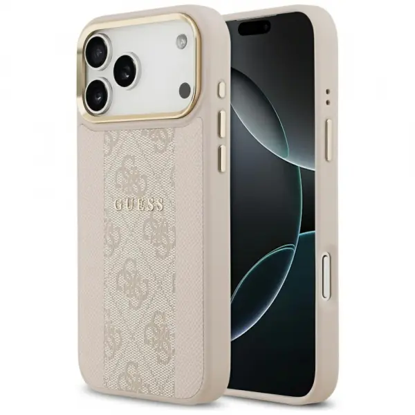 Husa MagSafe pentru Apple iPhone 17 Pro Max, Guess, 4G Stripe, Roz