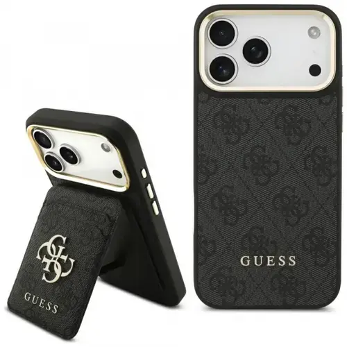 Husa MagSafe pentru Apple iPhone 17 Pro Max, Guess, Cardslot 4G, Neagra