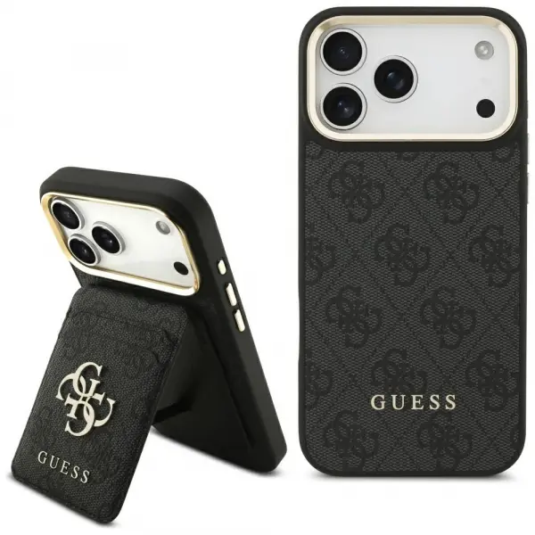 Husa MagSafe pentru Apple iPhone 17 Pro Max, Guess, Cardslot 4G, Neagra