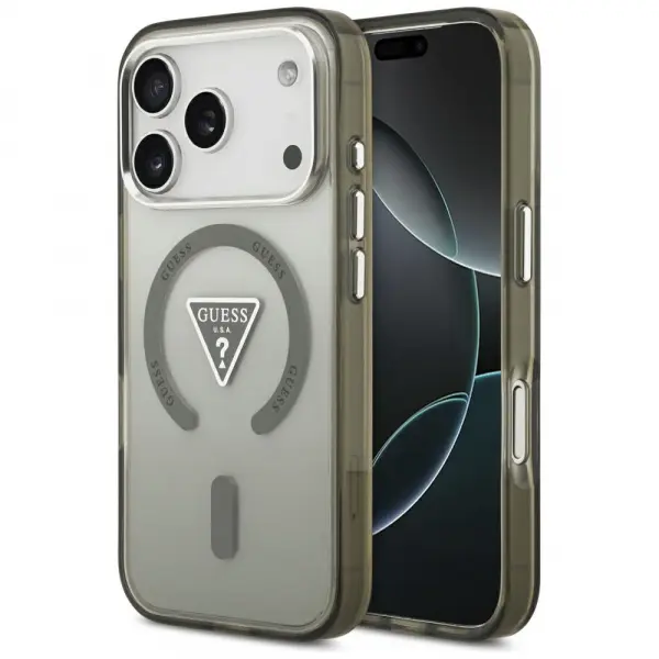 Husa MagSafe pentru Apple iPhone 17 Pro Max, Guess, IML Gradient Triangle Logo, Kaki