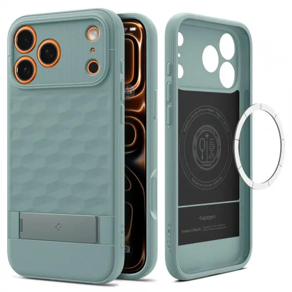 Husa MagSafe pentru Apple iPhone 17 Pro Max, Spigen, Caseology Parallax S, Verde ACS09912