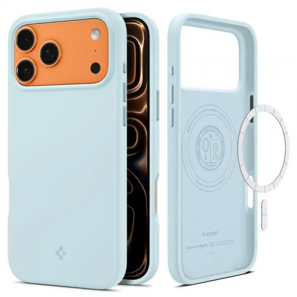 Husa MagSafe pentru Apple iPhone 17 Pro Max, Spigen, Silicone Fit, Bleu