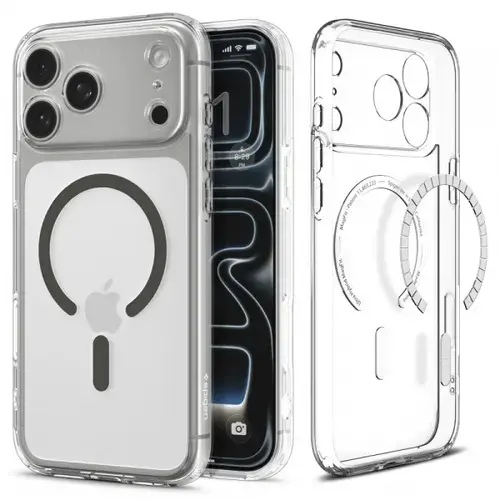 Husa MagSafe pentru Apple iPhone 17 Pro Max, Spigen, Ultra Hybrid, Gri