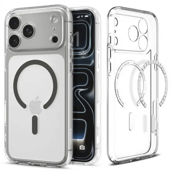 Husa MagSafe pentru Apple iPhone 17 Pro Max, Spigen, Ultra Hybrid, Gri ACS10283
