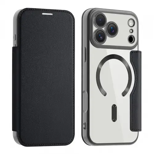 Husa MagSafe pentru Apple iPhone 17 Pro Max, Techsuit SmartMag Book (Negru)