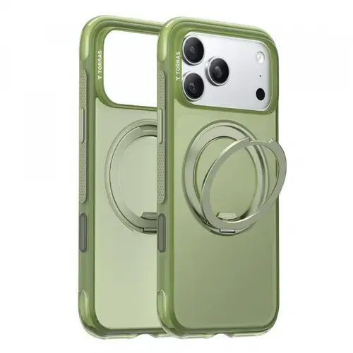 Husa MagSafe pentru Apple iPhone 17 Pro Max, Torras, Ostand O3 Air, Verde Satinata