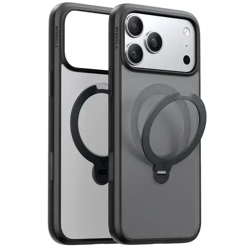 Husa MagSafe pentru Apple iPhone 17 Pro Max, Torras, Ostand Spin (Negru)
