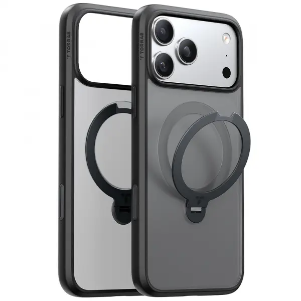Husa MagSafe pentru Apple iPhone 17 Pro Max, Torras, Ostand Spin, Neagra