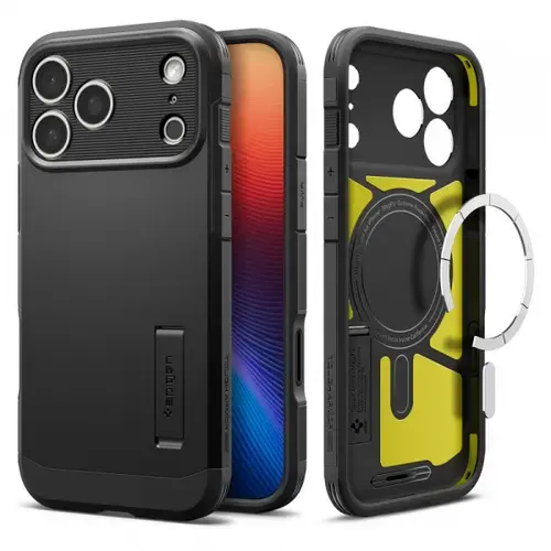 Husa MagSafe pentru Apple iPhone 17 Pro, Spigen, Tough Armor T, Neagra
