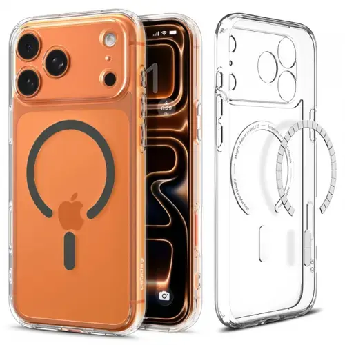 Husa MagSafe pentru Apple iPhone 17 Pro, Spigen, Ultra Hybrid, Gri