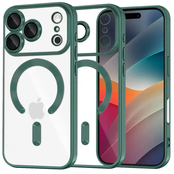Husa MagSafe pentru Apple iPhone 17 Pro, Techsuit, Luxury Crystal, Verde Inchis