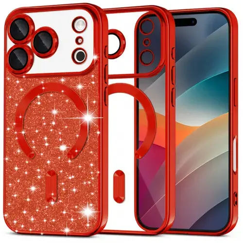 Husa MagSafe pentru Apple iPhone 17 Pro, Techsuit, Luxury Glitter, Rosie