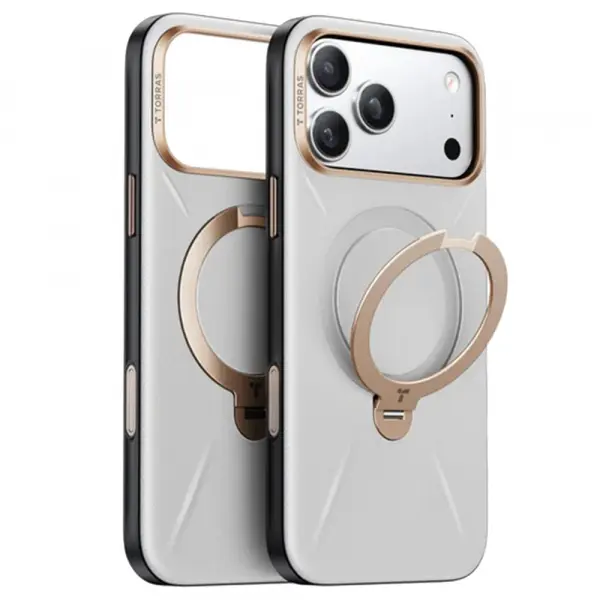 Husa MagSafe pentru Apple iPhone 17 Pro, Torras, QPRO Leather, Gri