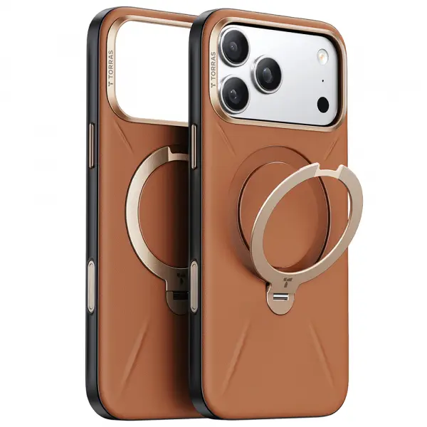 Husa MagSafe pentru Apple iPhone 17 Pro, Torras, QPRO Leather, Maro