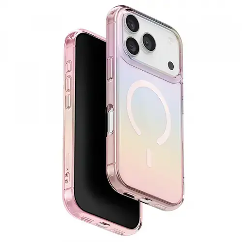 Husa MagSafe pentru Apple iPhone 17 Pro, UNIQ, Iridescia MagClick, Bleu Pastel
