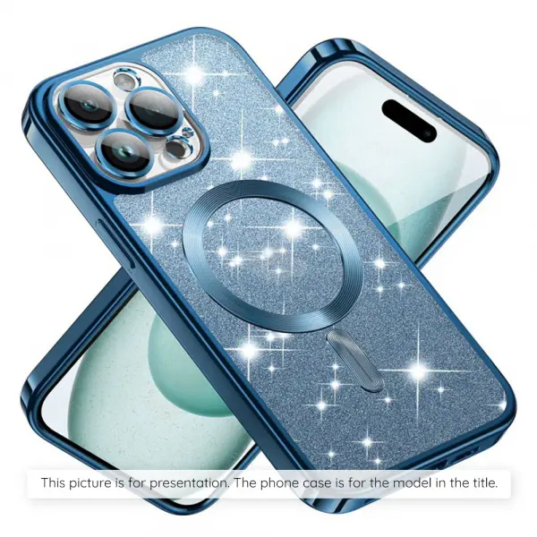Husa MagSafe pentru Apple iPhone 17, Techsuit, Luxury Glitter, Bleu