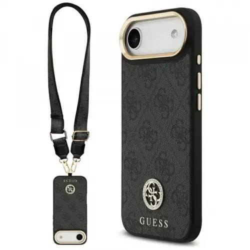 Husa MagSafe pentru Apple iPhone Air, Guess, 4G Strass Logo with Big Strap, Neagra