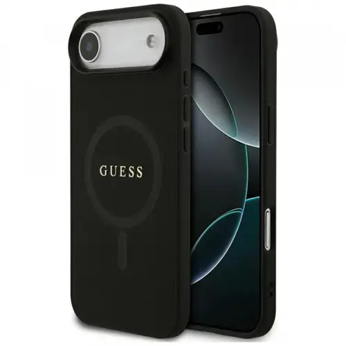 Husa MagSafe pentru Apple iPhone Air, Guess, Saffiano Classic Logo, Neagra