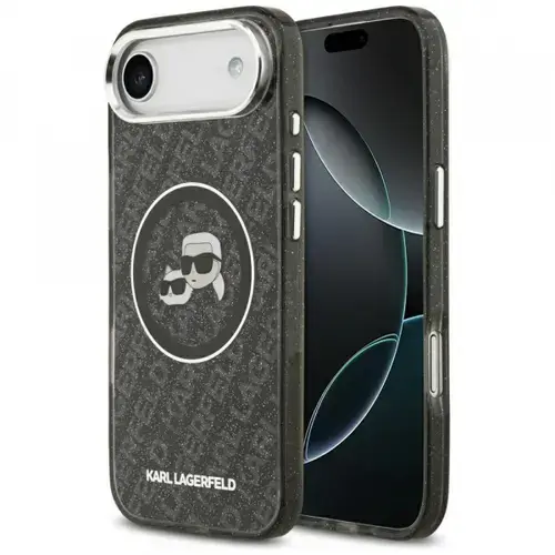 Husa MagSafe pentru Apple iPhone Air, Karl Lagerfeld, IML Glitter Karl & Choupette`s Heads, Neagra