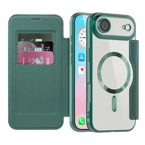 Husa MagSafe pentru Apple iPhone Air, Techsuit, SmartMag Book, Verde