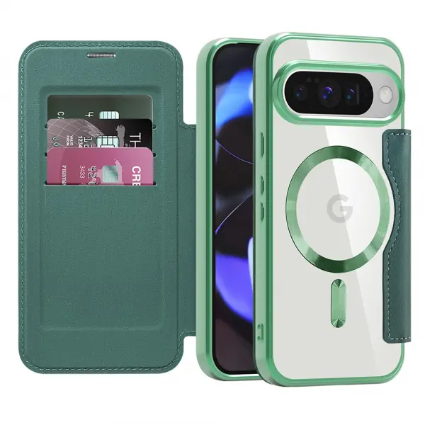 Husa MagSafe pentru Google Pixel 10 Pro / 10, Techsuit, SmartMag Book, Verde