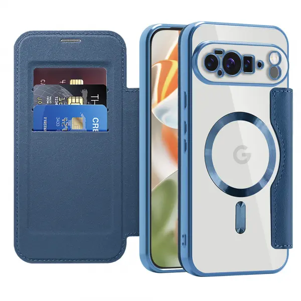 Husa MagSafe pentru Google Pixel 10 Pro XL, Techsuit, SmartMag Book, Albastra