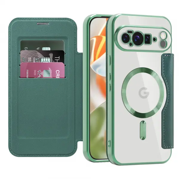Husa MagSafe pentru Google Pixel 10 Pro XL, Techsuit, SmartMag Book, Verde