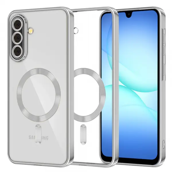 Husa MagSafe pentru Samsung Galaxy A17 4G / A17 5G, Techsuit, Luxury Crystal, Argintie