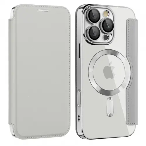 Husa MagSafe pentru Samsung Galaxy A17 5G, Techsuit, SmartMag Book, Gri