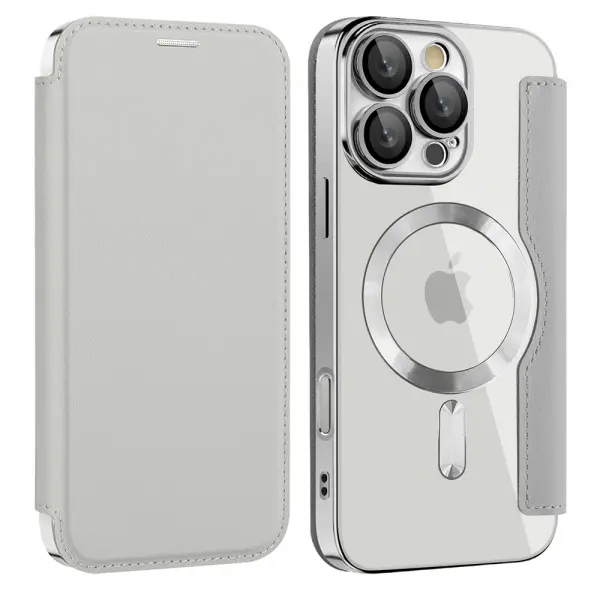 Husa MagSafe pentru Samsung Galaxy A17 5G, Techsuit, SmartMag Book, Gri