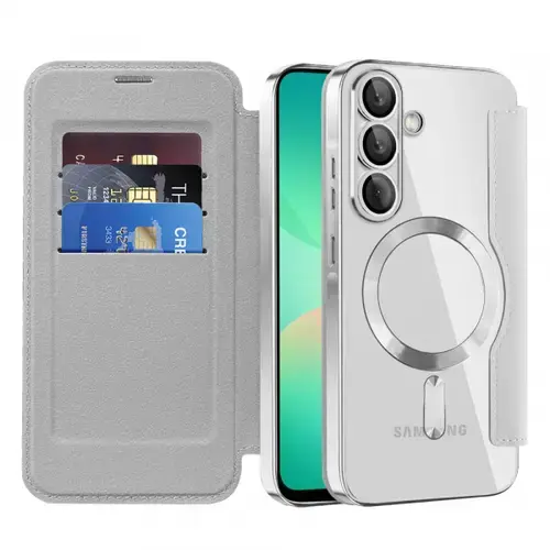 Husa MagSafe pentru Samsung Galaxy A26 A266, Techsuit, SmartMag Book, Gri