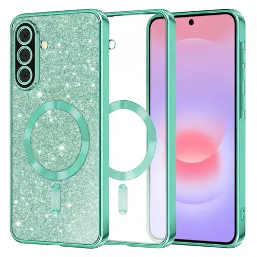 Husa MagSafe pentru Samsung Galaxy A37 5G, Techsuit, Luxury Glitter, Verde Deschis