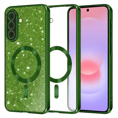 Husa MagSafe pentru Samsung Galaxy A37 5G, Techsuit, Luxury Glitter, Verde Inchis