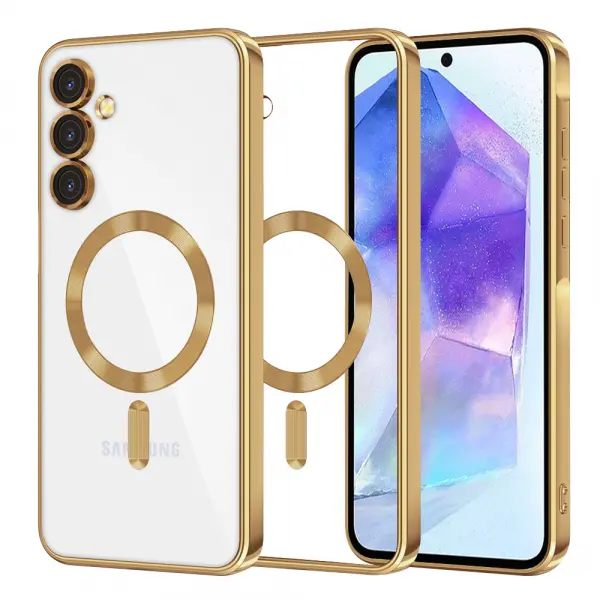 Husa MagSafe pentru Samsung Galaxy A55 5G A556, Techsuit, Luxury Crystal, Aurie