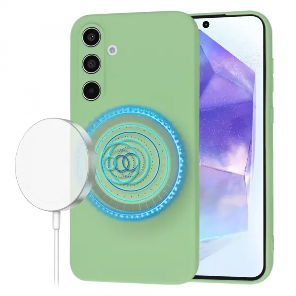 Husa MagSafe pentru Samsung Galaxy A55 5G A556, Techsuit, SoftFlex, Verde Deschis