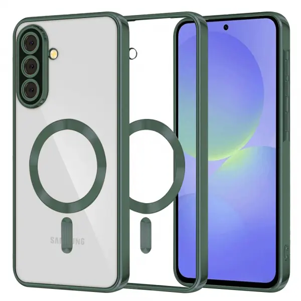 Husa MagSafe pentru Samsung Galaxy A56 A566 / A36 A366, Techsuit, Luxury Crystal, Verde Inchis