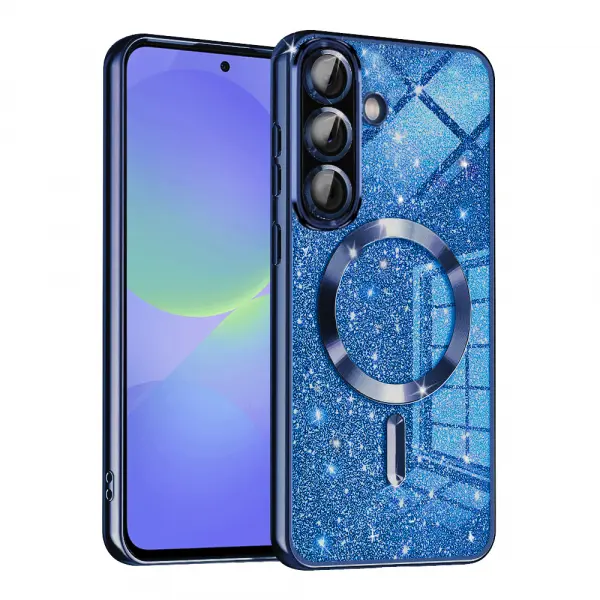 Husa MagSafe pentru Samsung Galaxy A56 A566 / A36 A366, Techsuit, Luxury Glitter, Albastra Inchis