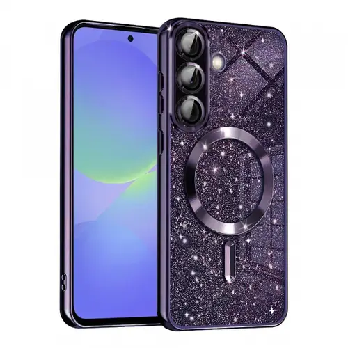 Husa MagSafe pentru Samsung Galaxy A56 A566 / A36 A366, Techsuit, Luxury Glitter, Mov Inchis